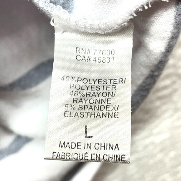 Chaser Womens Hoodie Large Gray White Striped Pullover Knit Athletic Stretch - Picture 8 of 12